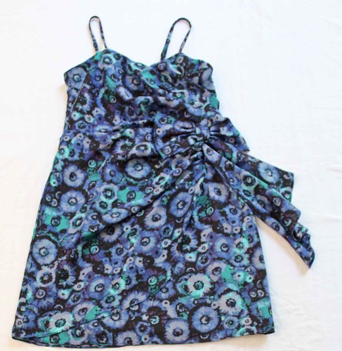 LAUREN CONRAD Women's Blue & Black Floral SIDE SWEPT DRESS NWT Size 2 $89