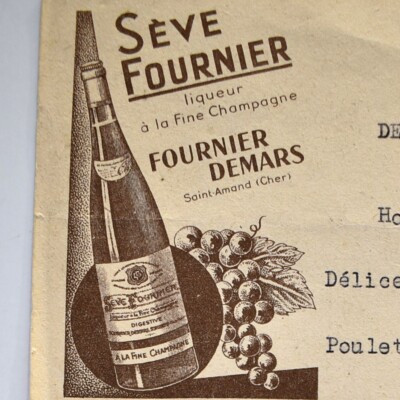 1965 Hotel Le Cheval Rouge Seve Fournier Menu Montoire-sur-le-Loir France
