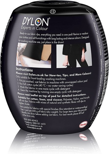 350G Intense Black Dylon Machine Dye Pod Powder Fabric Wash For Colour Clothes - Picture 2 of 6