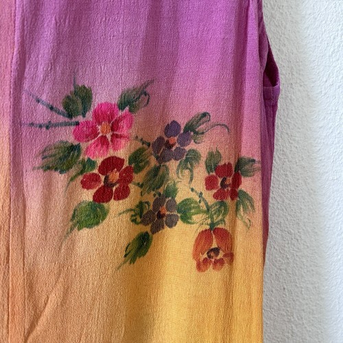 Tropical Summer Women’s Midi Dress XL Yellow Pink Ombré Floral Beach Resort boho - Picture 11 of 11