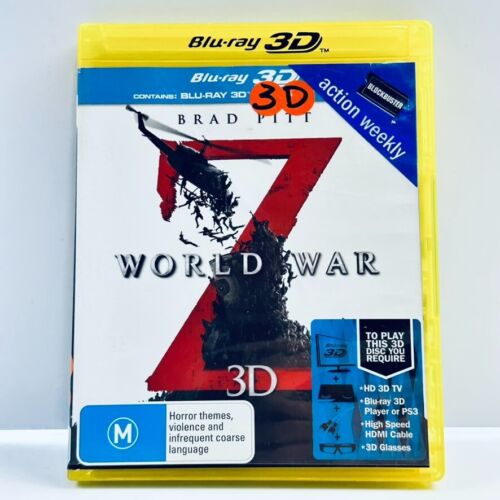 World War Z 3D (Blu-Ray 2013) Action Adventure Horror Brad Pitt Ex Rental - Picture 1 of 4