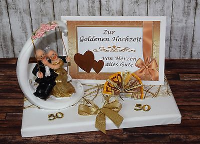 ღ Geld Geschenk Zur Goldenen Hochzeit Mit Goldpaar Und Karte ღ Goldene 50 Jahre Ebay