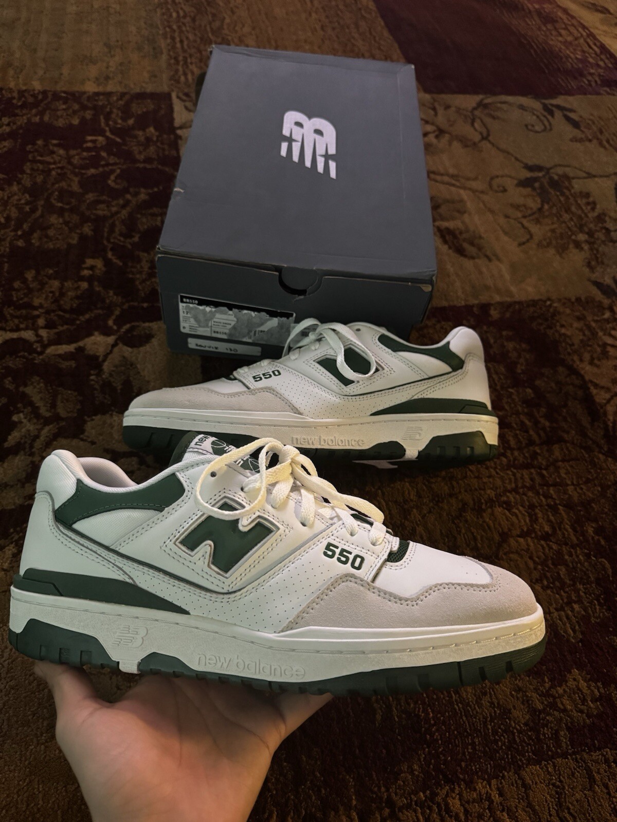 New balance 550 men’s size 12 White Green Sail Cream Ivy British Ivory Grey