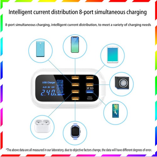 Multi-port 6USB+1TPC+1QC3.0 Smart charging station indicates travel charging - 第 10/22 張圖片