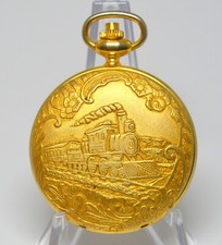 VINTAGE RE WATCH TRAIN LOCOMOTIVE RAILWAY CASE QUARTZ POCKET WATCH