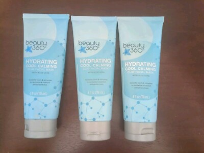 Set of 3 Beauty 360 Hydrating Cool Calming  Clay Face Mask W/Aloe Vera