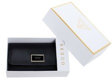 NEW GUESS Women's Black Logo Slim Wallet Clutch Bag With Gift Box