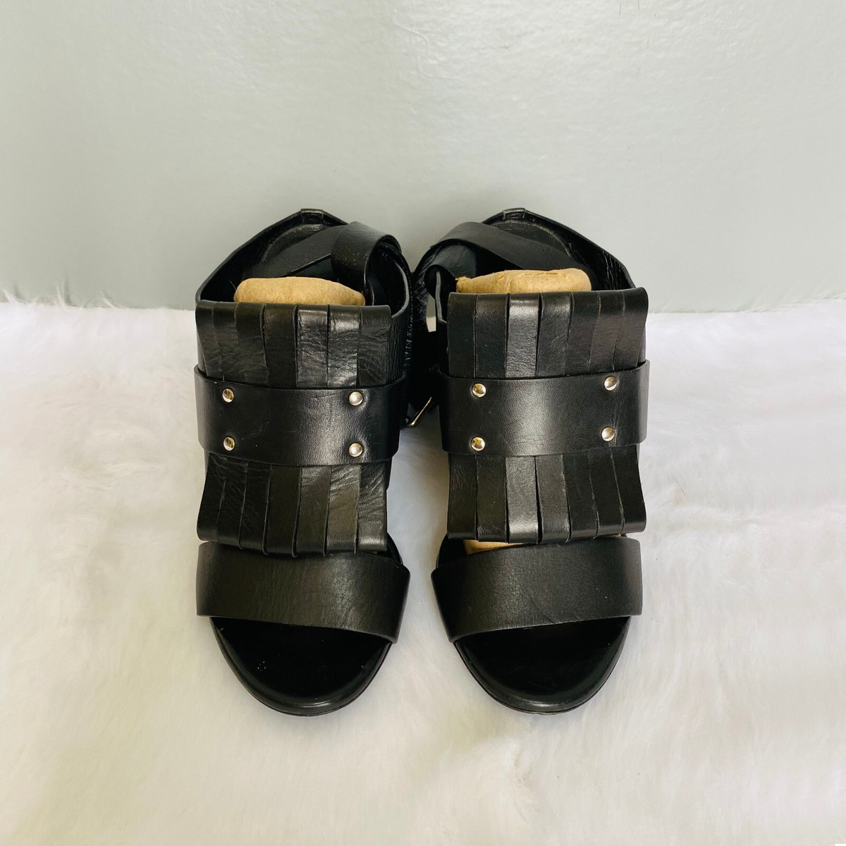 MCQ Alexander McQueen Alibi Black Leather Block Heels | eBay