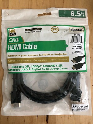 QVS HDG-2MC Shielded Video/Audio/Network Hi-Def Cable HDMI to HDMI 4k 2k 6.5ft
