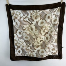 Vintage 70s Floral Stripe Womens Scarf 26" Square Christian Bernard Made Italy