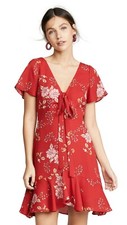 BB Dakota Love Back Atcha Dress Scooter Red 2 V-Neck Short Sleeve Floral