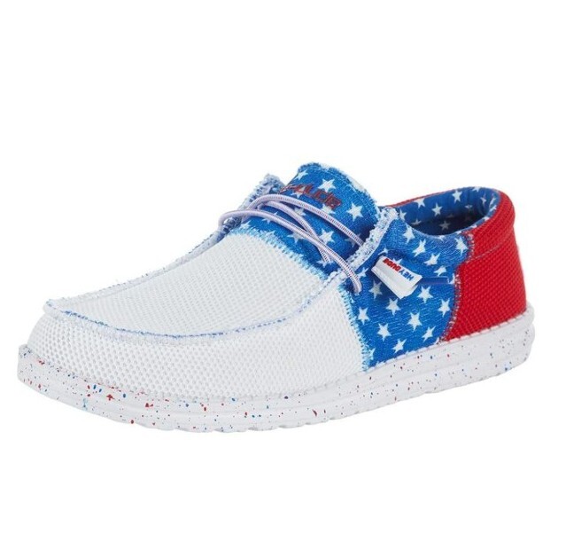 Hey Dude Wally Sox Tri American Pride USA Men's Shoes Size White