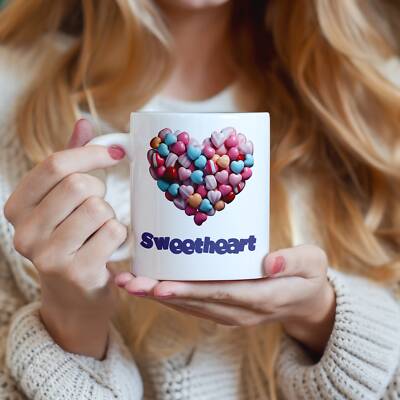 Sweetheart Coffee Mug Heart Coffee Cup Ceramic 11 Oz Valentines Day ...