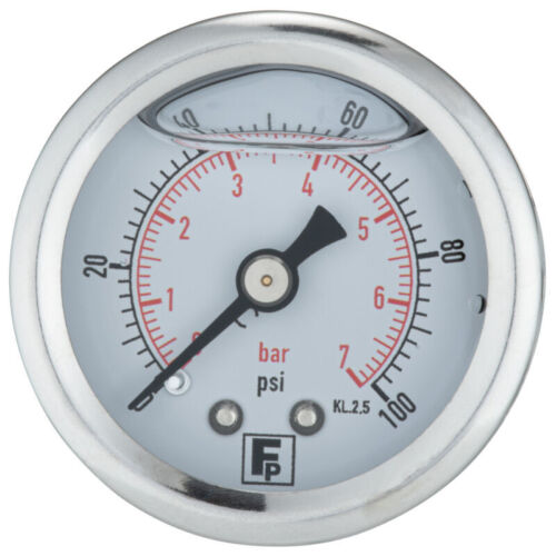 Fuel Performance Glycerine Filled 40mm Pressure Gauge 0-100PSI (0-7 BAR) - Foto 1 di 4