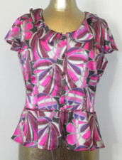 NWT Worthington Pink Blossom Top Womens Size PL Chest 37 Pleated 224-28918
