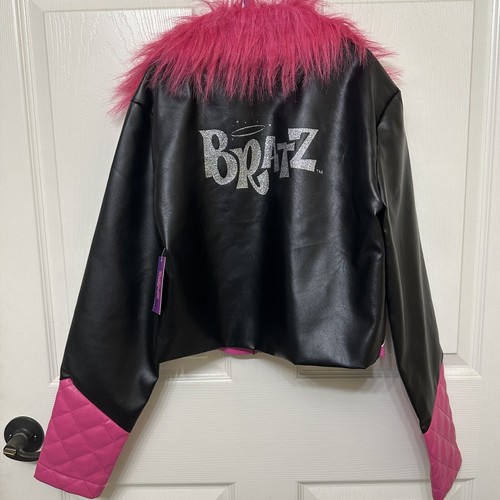 Bratz Dolls Moto Jacket Size Youth S Flame Faux Fur Faux Leather Costume NEW - Picture 3 of 8