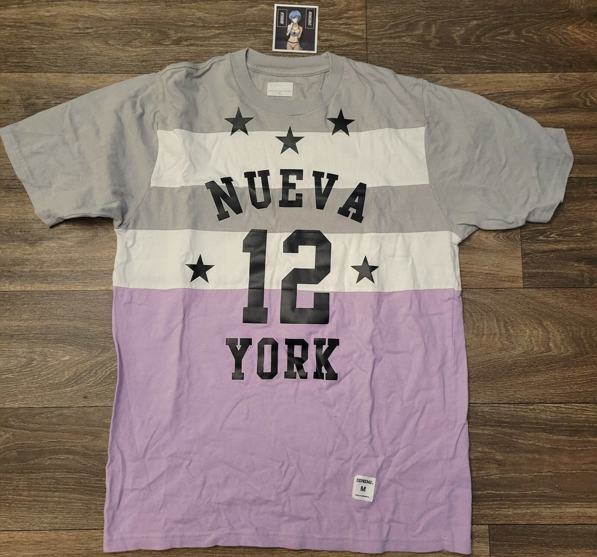 Supreme Nueva York Striped Paneled Cut & Sew Shirt Top F/W 06 Gray