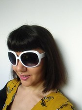 Large Oversized Sunglasses White Frame Back Pinup