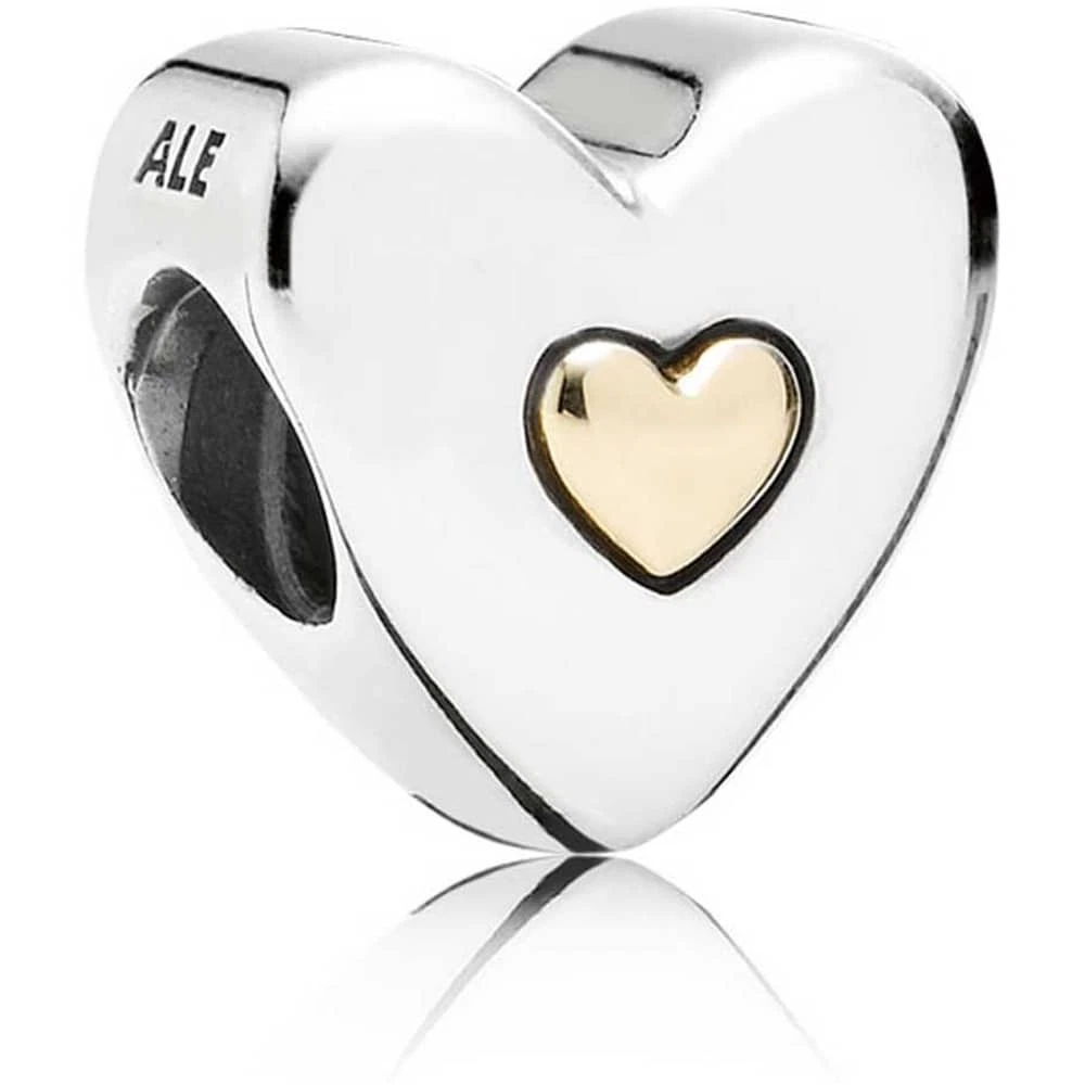 NEW PANDORA HAPPY ANNIVERSARY CHARM 791290 TWO TONE 14K GOLD