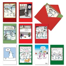 10 Asst'd Set Funny Christmas Cards with Envelopes (10 Designs) Silly Snowmen