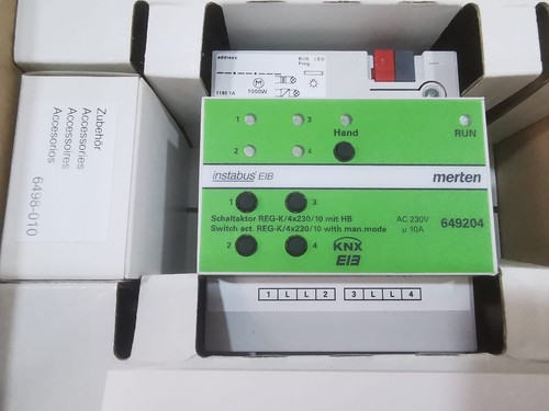 MERTEN INSTABUS EIB KNX 649204 SCHALTAKTOR REG K / 4X230/10 MIT HB SWITCHING ACT | eBay