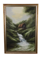 Vintage Cottage Landscape Oil Painting Signed David H JAMES 78 (British  1944)