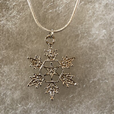 925 Sterling Silver Snowflake Charm Snow Flake Chain Necklace 