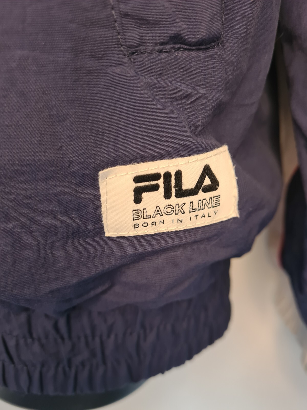 FILA Giacca a vento linea nera bianca e blu full zip uomo media grande
