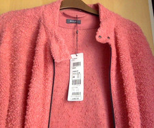 Rrp £240 Basler Boucle Wool Coral Biker Style Jacket Uk 18 Bnwt