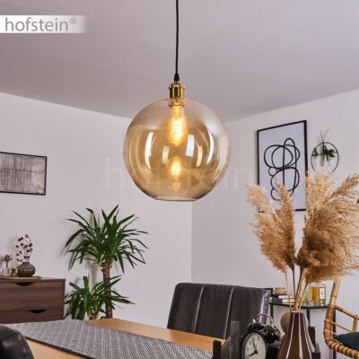 Glas Hänge Pendel Lampen bernsteinfarbene Ess Wohn Schlaf Zimmer Leuchten Kugel