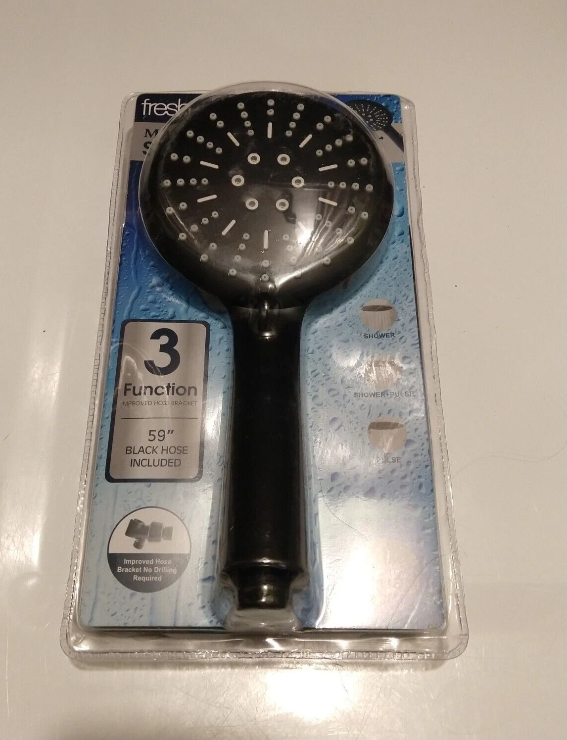 3 Function Showerhead with Hose 59'' Black
