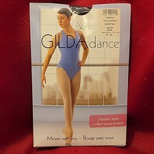 BLACK DANCE TIGHTS footed convertible ballet children Size 8-10 Gilda Marx NOS