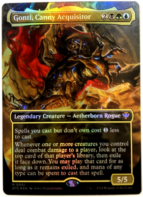 MTG FOIL Gonti, Canny Acquisitor BORDERLESS FOIL Outlaws of
