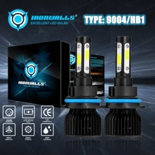 4-sides 9004 LED Headlight Bulbs Conversion Kit 6500K White High Low Beam Bright