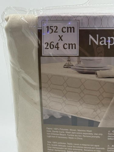 Amscan 570155 Cream Patterned Fabric Tablecover-152cm x 264cm Rectangular - Picture 9 of 14