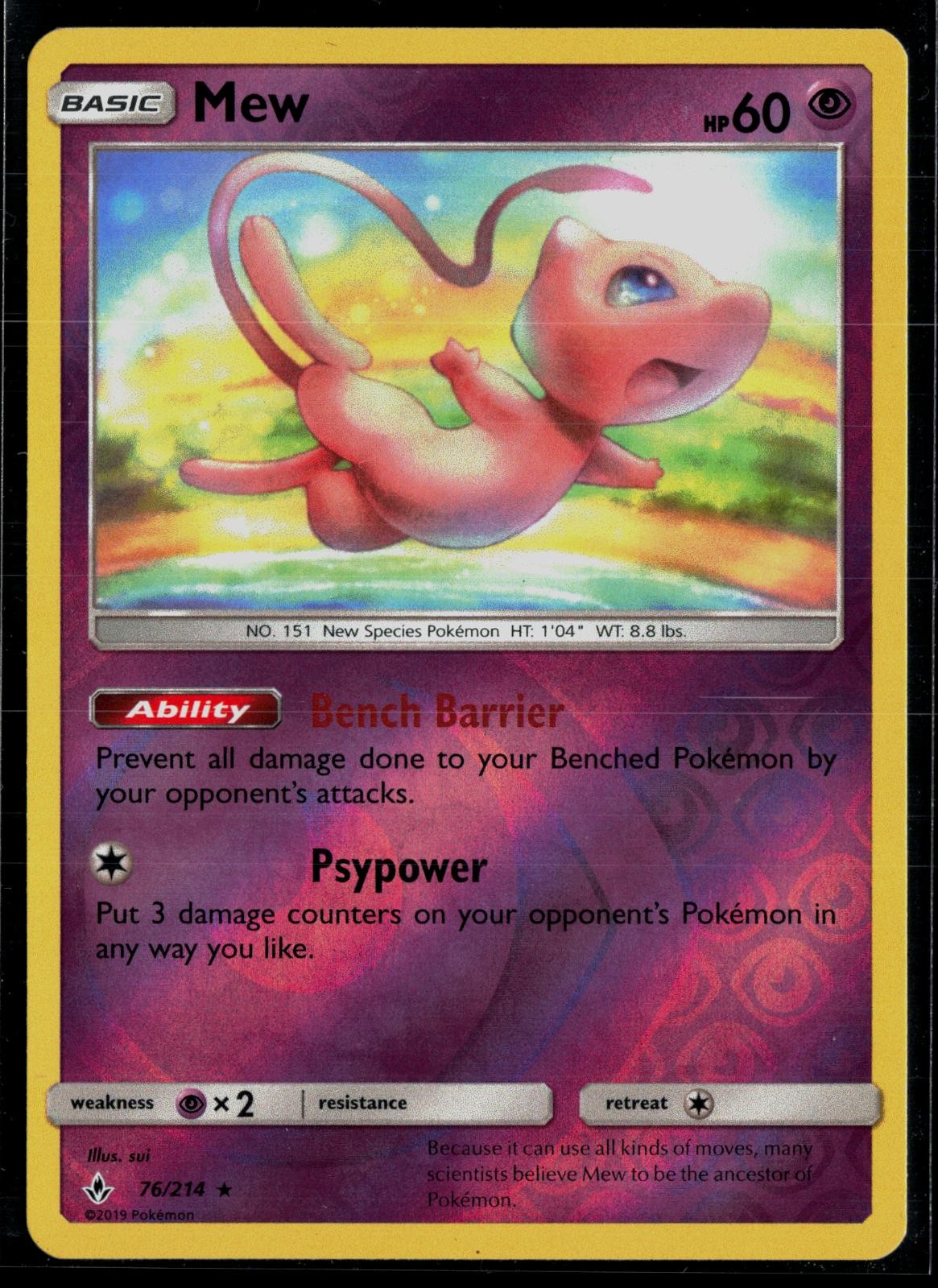 Mew 76/214 Unbroken Bonds Reverse Holo Rare Holo Pokemon