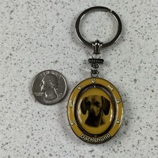 Dachshund Puppy Dog Double Sided Spinner Metal Enamel Keychain Key Ring 53791