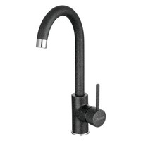 KüChenarmatur Wasserhahn KüChe SpüLtischarmatur Granit Schwarz Hoher Auslauf
