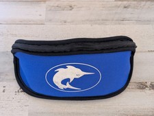Neoprene Outdoor Visors Utility Pouch Case Blue with Marlin Logo Zippered Beltk