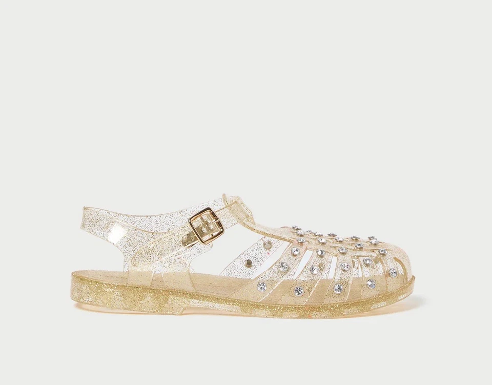 Sandalia Loeffler Randall RHYS Champagne/Dorado Brillo Jalea Nueva en Caja Foto 4 de 4