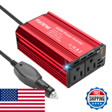 400W Power Inverter Fsatbtne Dc 12V To 110V Ac Car Plug Adapter Outlet