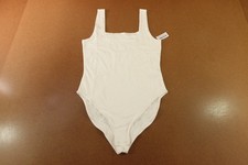 Old Navy Womens Size Medium White Double Layer Square-Neck Tank Top Bodysuit NWT