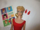 VINTAGE BARBIE PONYTAIL DOLL BRIGHT BLOND PINK LIPS HELENCA SUIT HEELS STAND