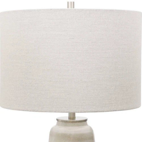 Farmhouse Table Lamp 26 1/2" High Off White Brown Ceramic Round Shade Bedroom - Picture 4 of 6