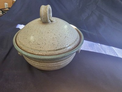 Vintage Studio Pottery with Lid Signed by Artist ''David'' 1975