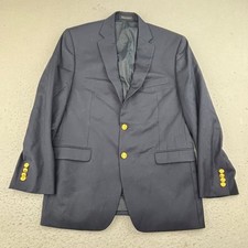 Lauren Ralph Lauren Blazer Men 40 Regular Navy Blue Wool Gold Button Up Jacket 