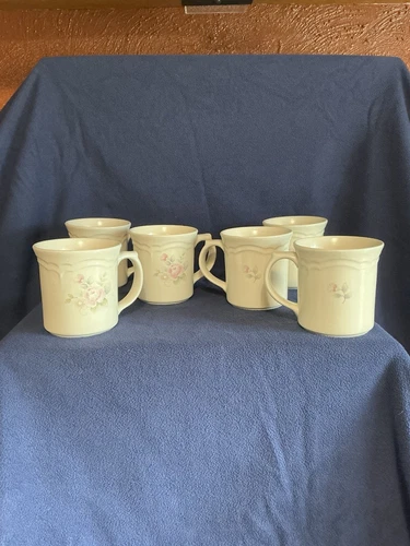 Set 6 Pfaltzgraff Tea Rose 12 oz Stoneware Mugs Coffee Tea Cups