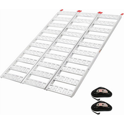 76x50'' Heavy-Duty Aluminum Tri-Fold Ramps, 1500LB Capacity with Straps for Mower