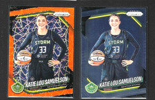KATIE LOU SAMUELSON 2 Card Lot 2025 Panini Prizm WNBA #82 Orange Velocity / Base