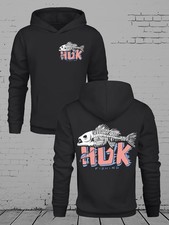 Huk Men's Fishing Hoodie - Heavyweight 250g Polyester Fleece Pullover with Doubl